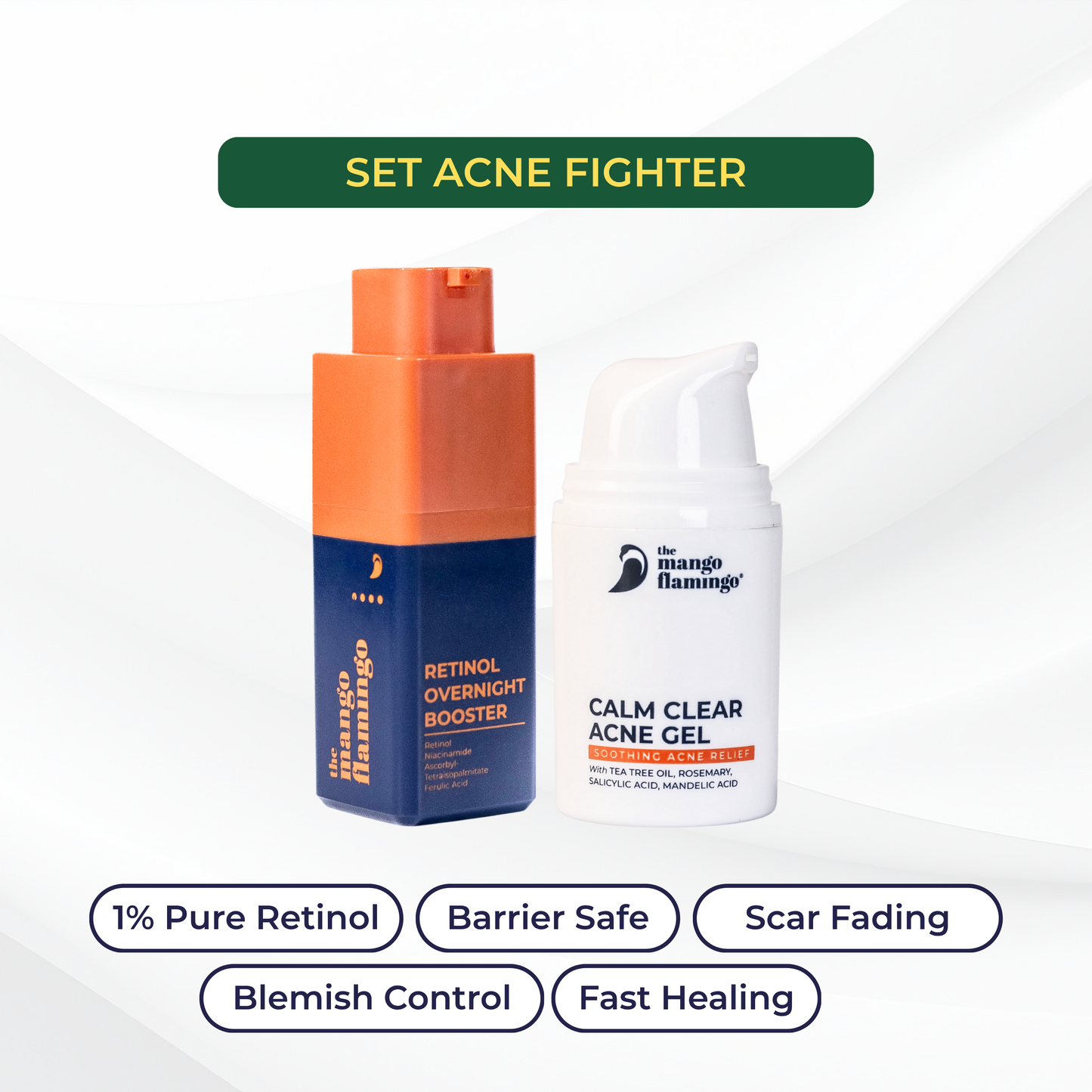 COMBO ACNE FIGHTER - Retinol Overnight Booster 1% + Calm Clear Acne Gel