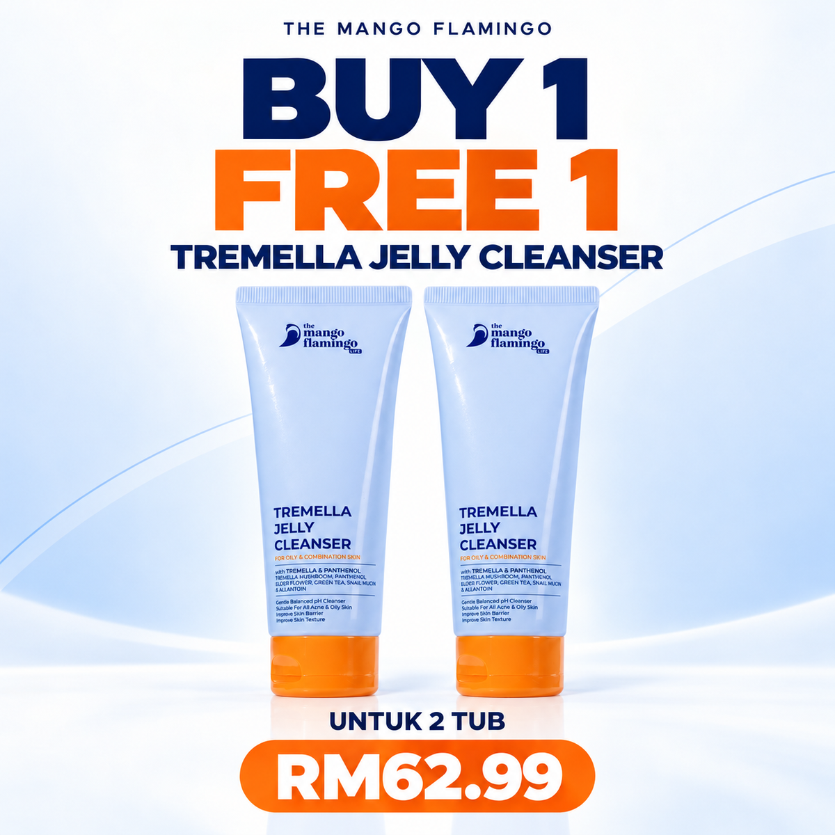 B1F1 Tremella Jelly Cleanser 100ml x 2 Cleanser for oily & combination skin